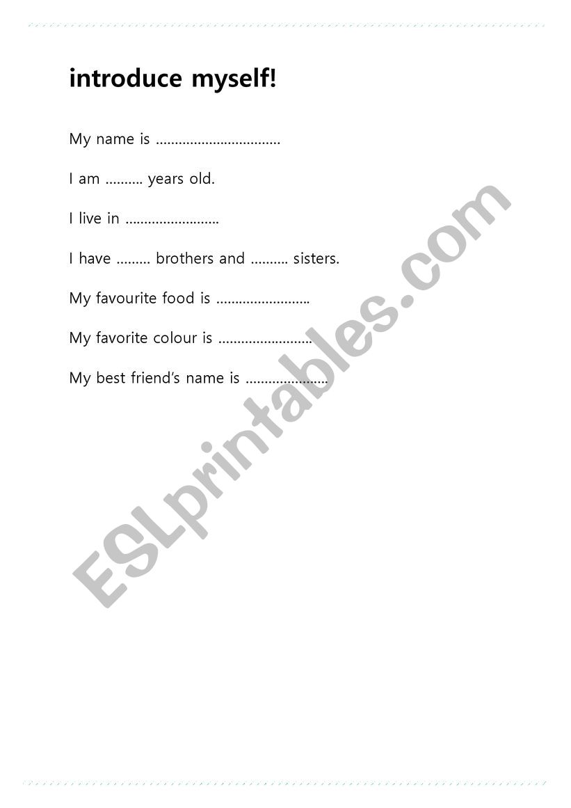 introduce myself worksheet