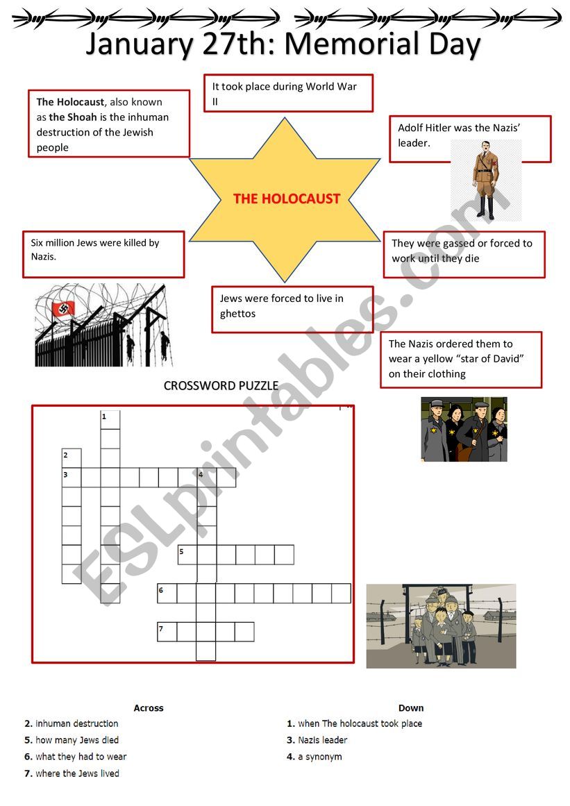 memorial Day: the Holocaust  worksheet