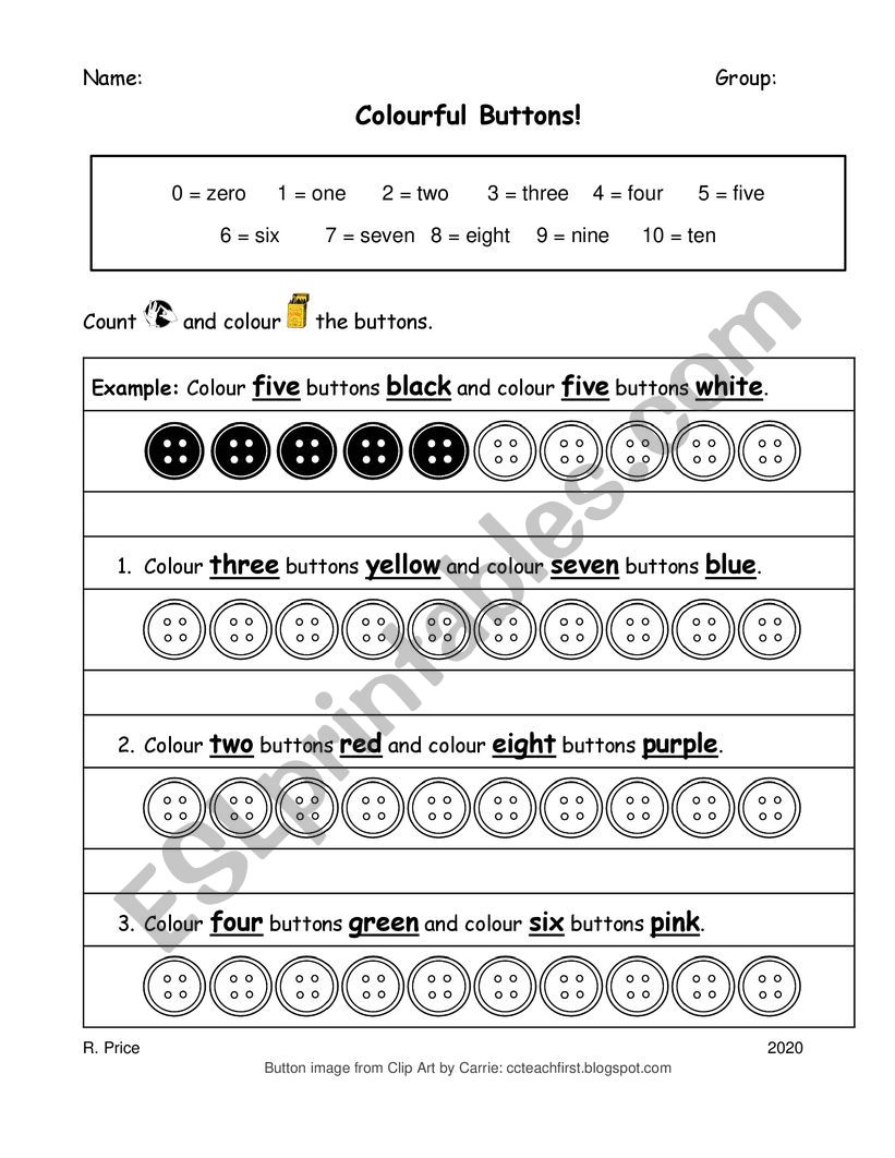 Counting Colourful Buttons worksheet