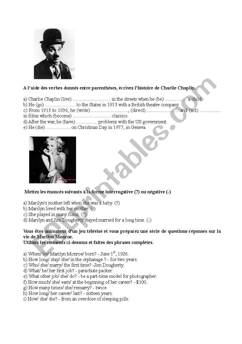 Charlie Chaplin and Marylin MonroeÂ´s biographies