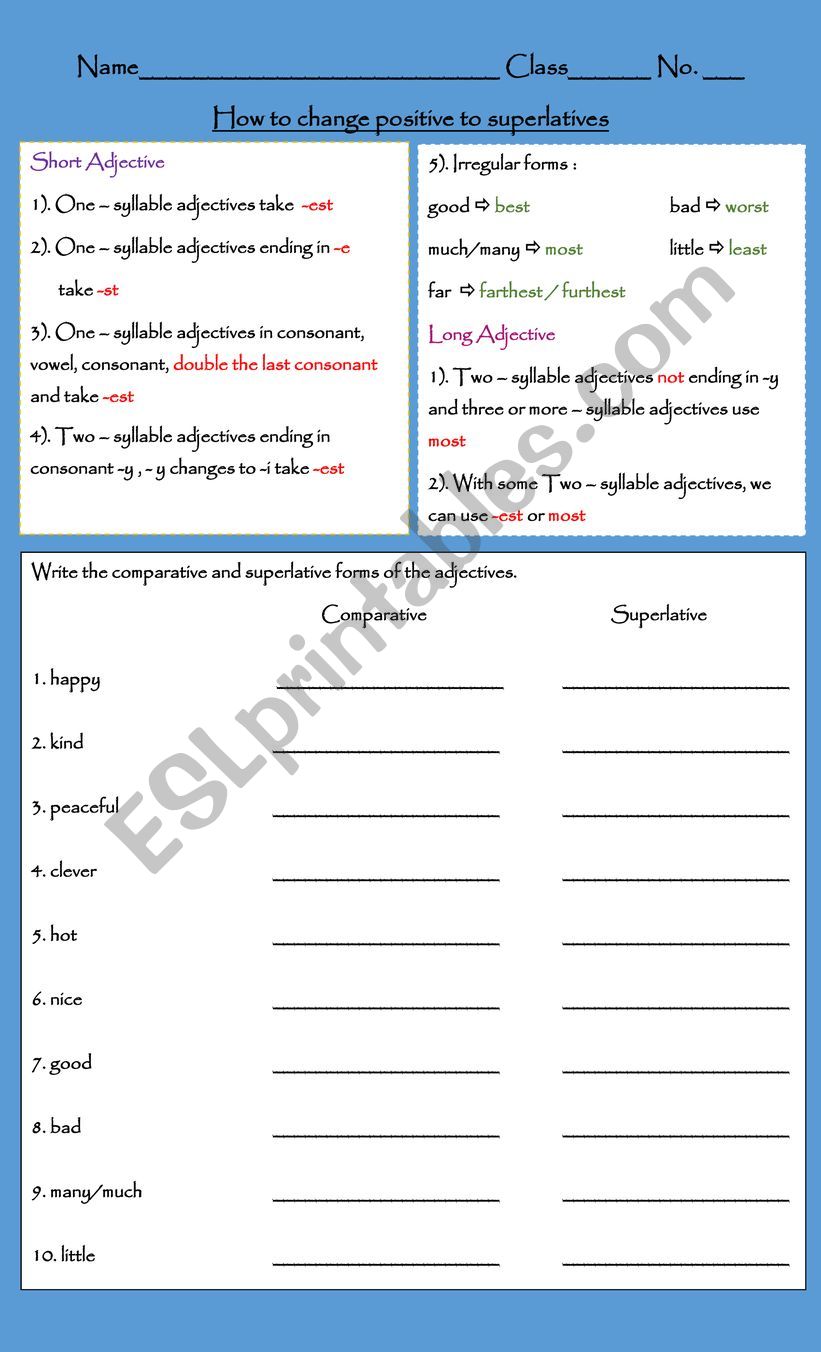 How to change positives to superlatives adjective