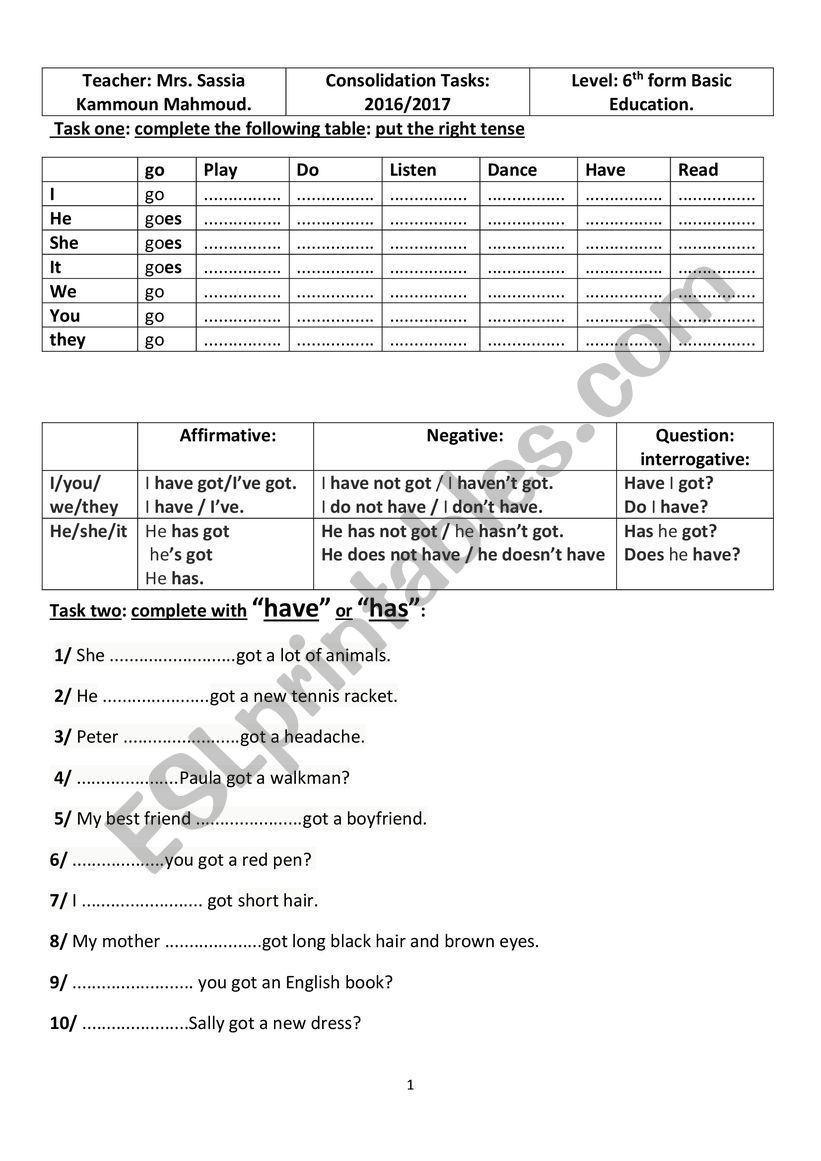 review worksheet