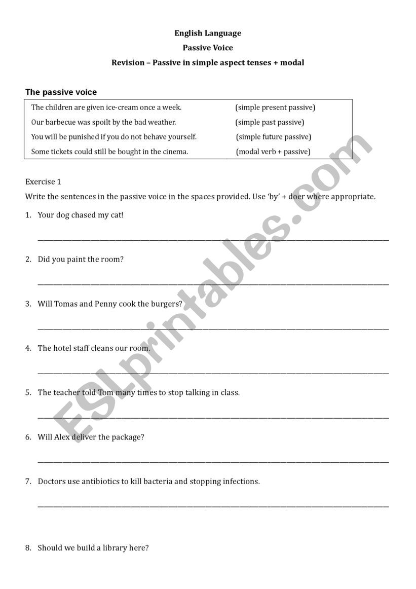 Passive Voice worksheet