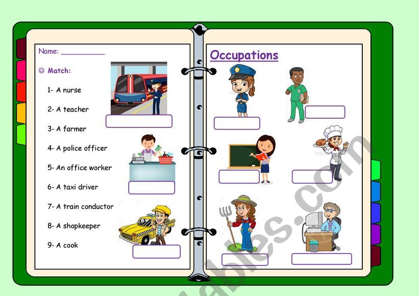 Occupations worksheet