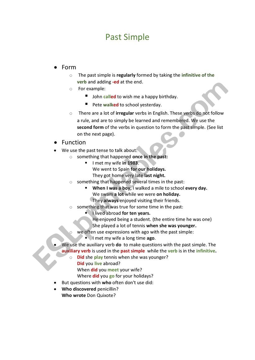 Past Simple Grammar  worksheet