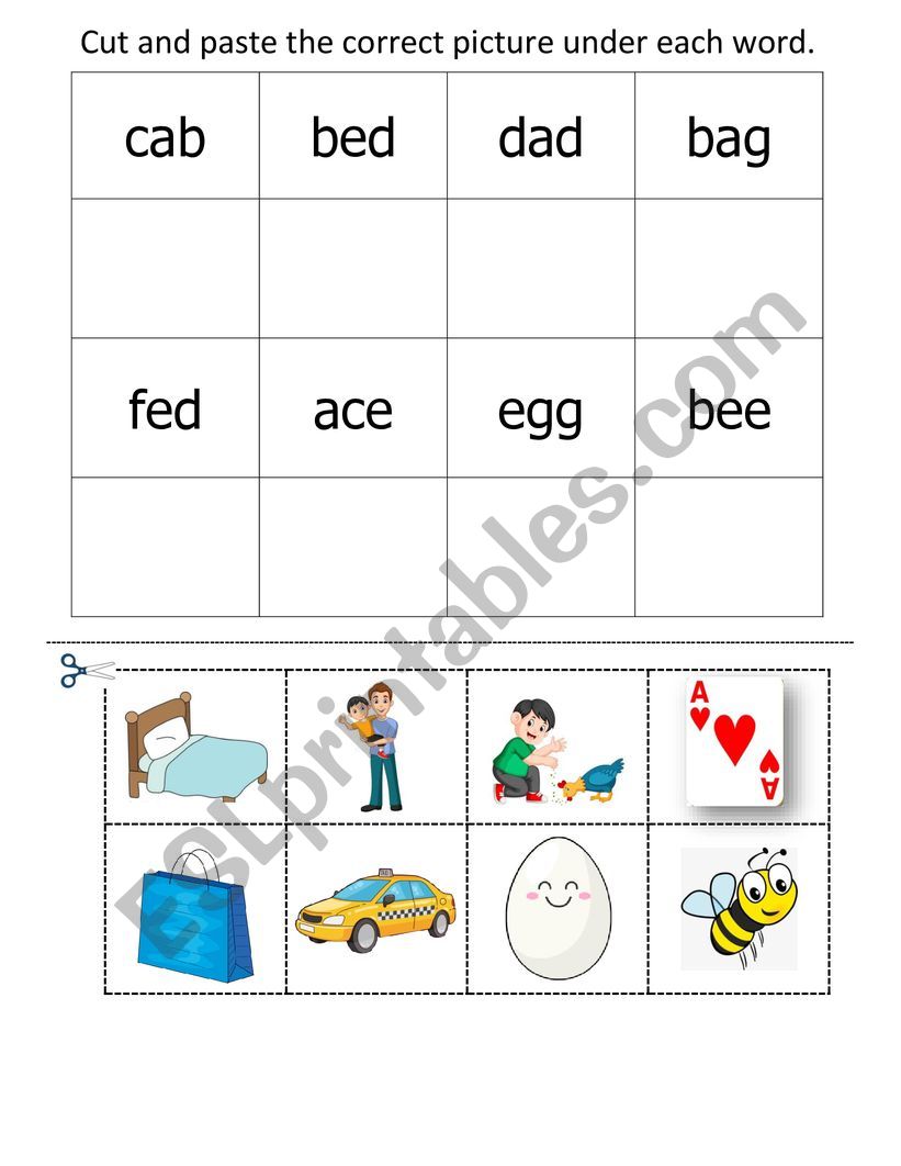 Phonics CVC words A-G (beginner)