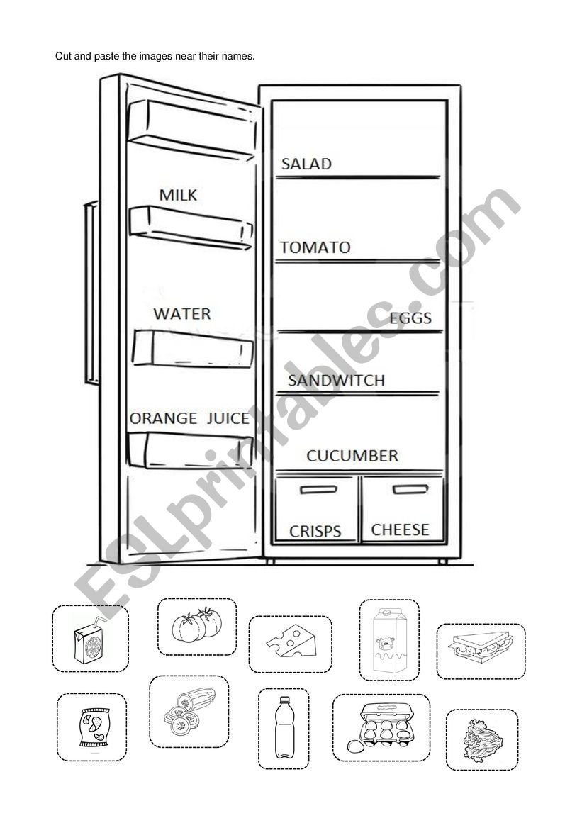 Food in the fridge worksheet