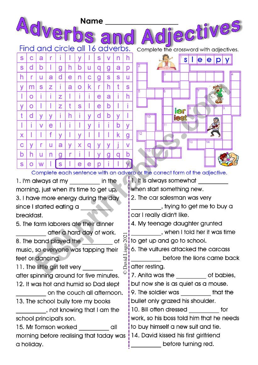 Adverbs and Adjectives with Keys