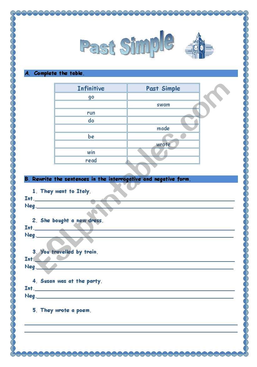 Past Simple worksheet