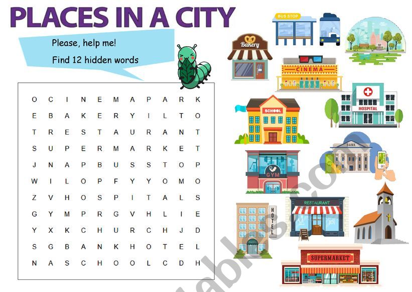 Places in a city worksheet