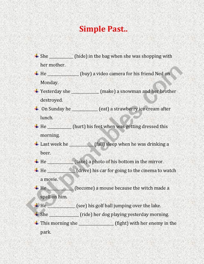 Simple Past, Affirmative worksheet