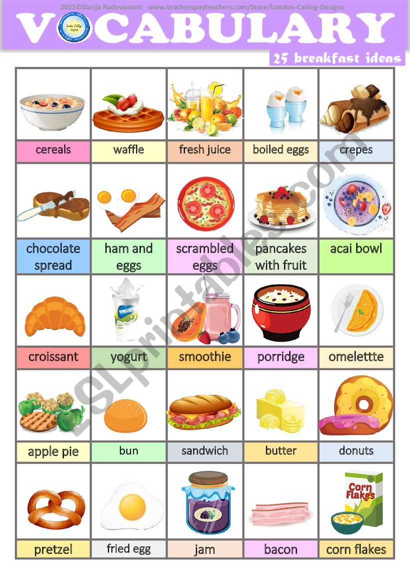 Breakfast Ideas worksheet