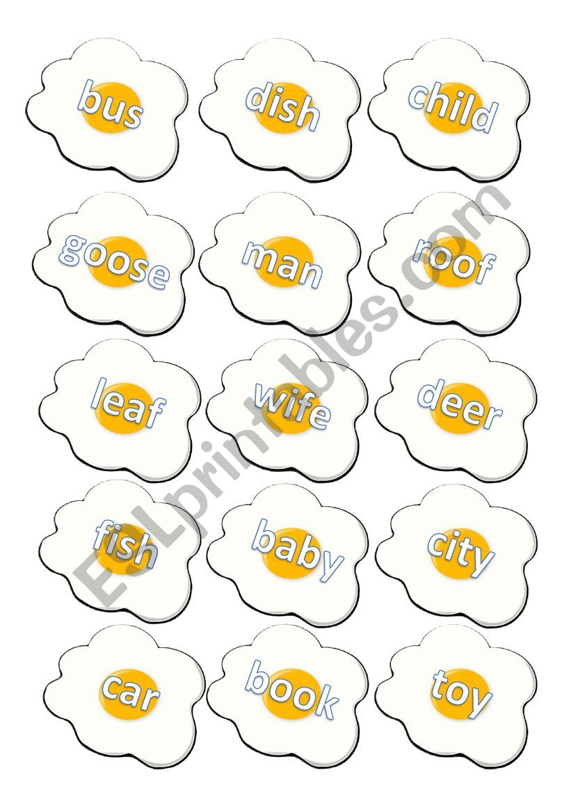 Plural of Nouns Game  worksheet