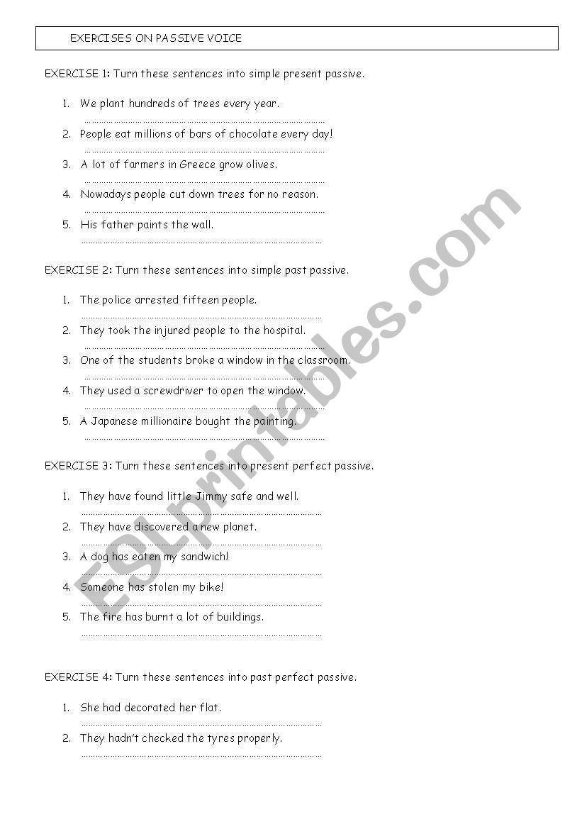 Passive voice worksheet