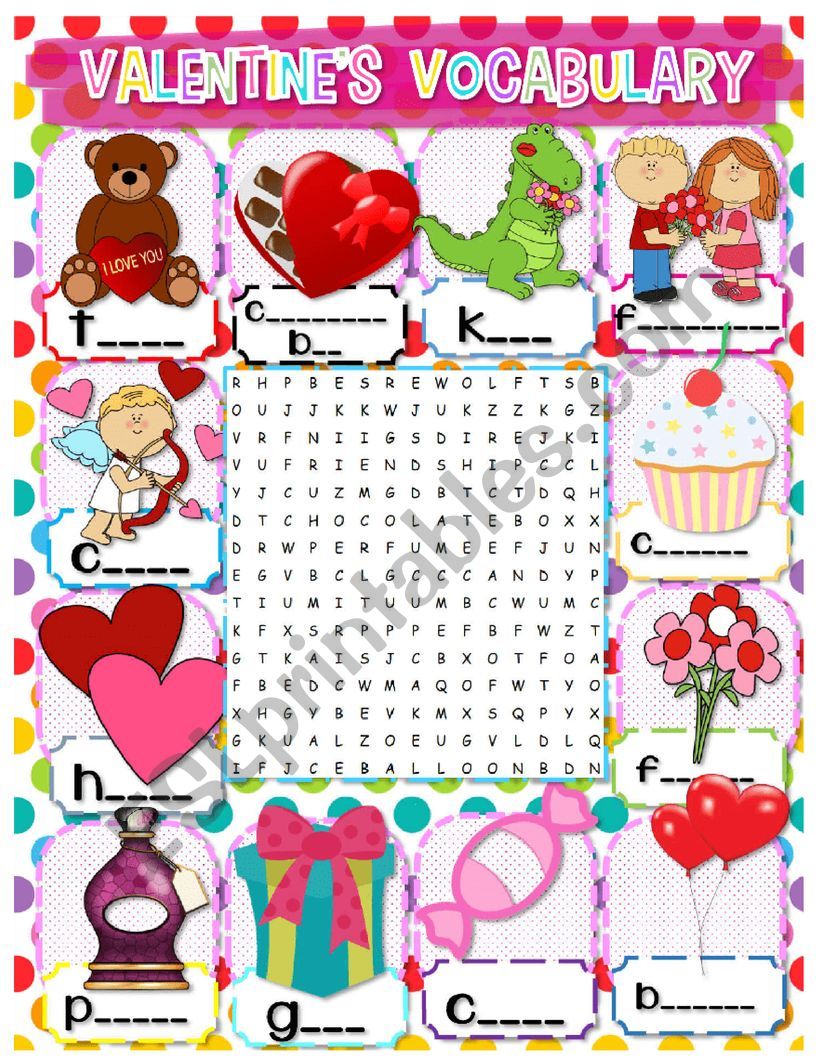 ★★★ VALENTINE DAY WORDSEARCH VERSION 2 WITH ANSWER KEY  ★★★