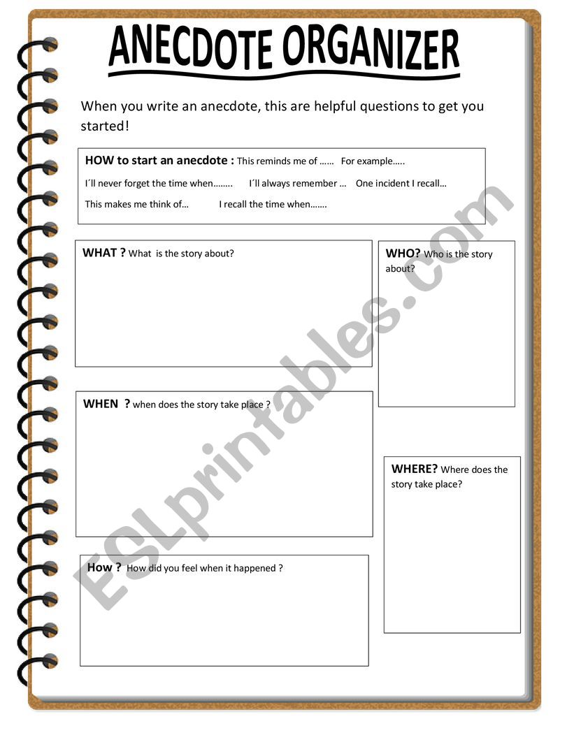 anecdote Organizer worksheet