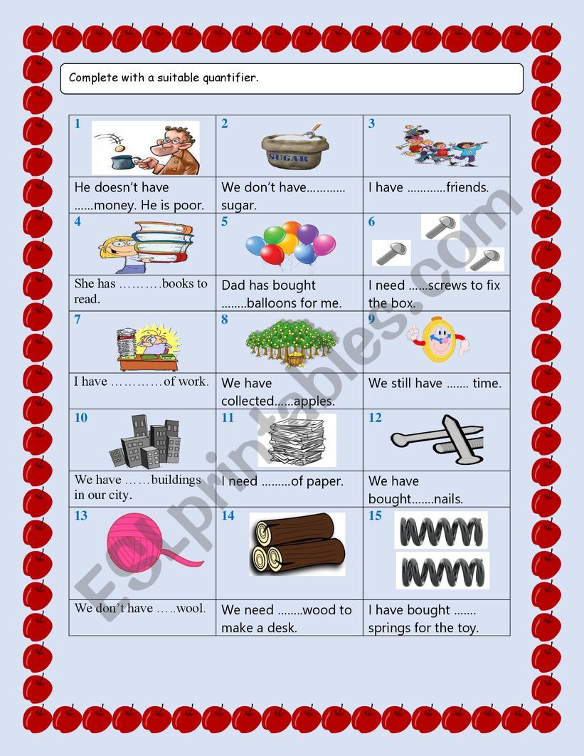 quantifiers  worksheet