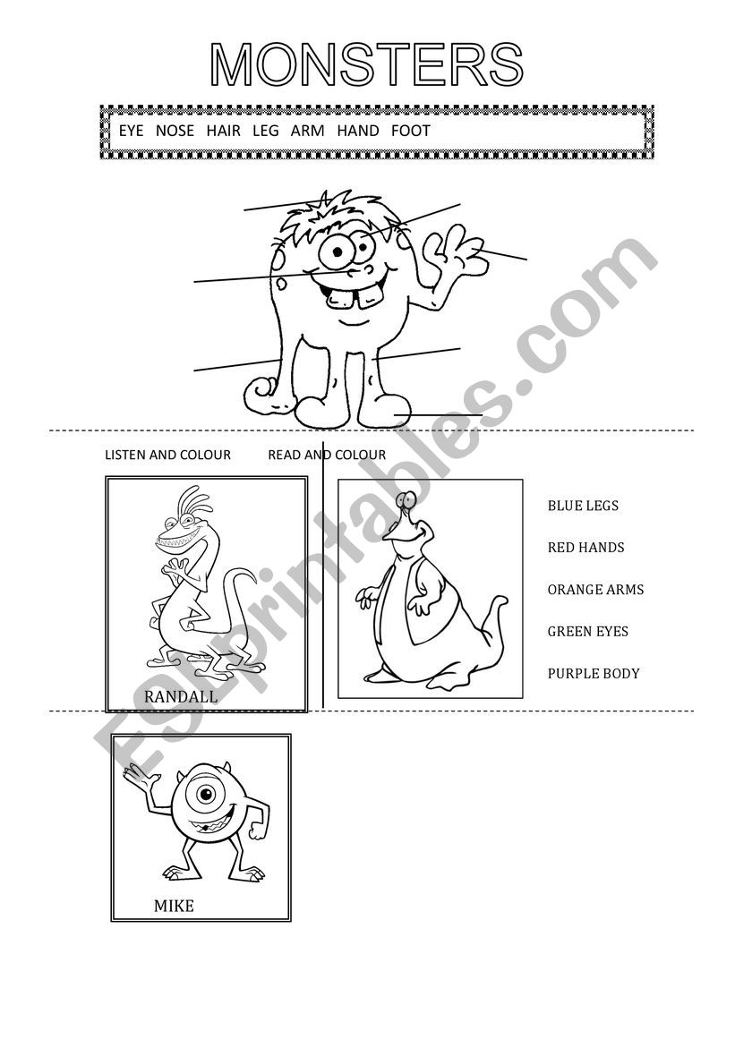 body parts worksheet