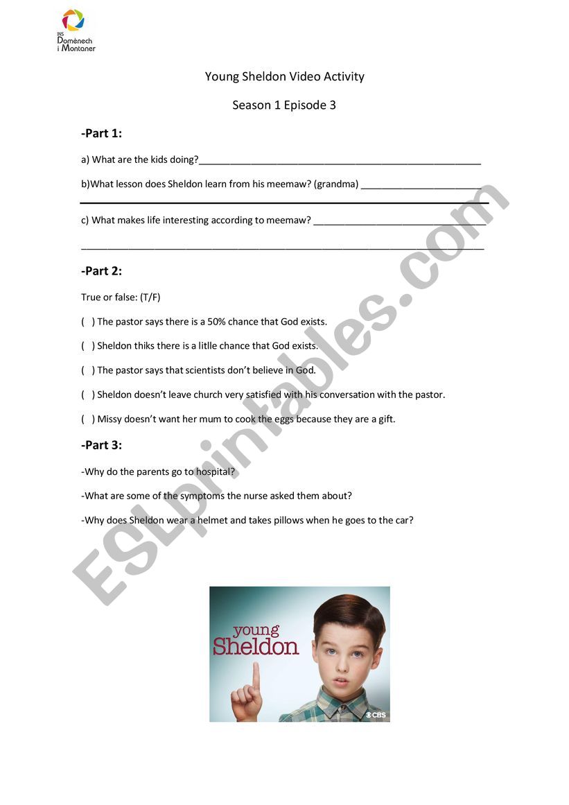 Young Sheldon activities Season 1 episode 3