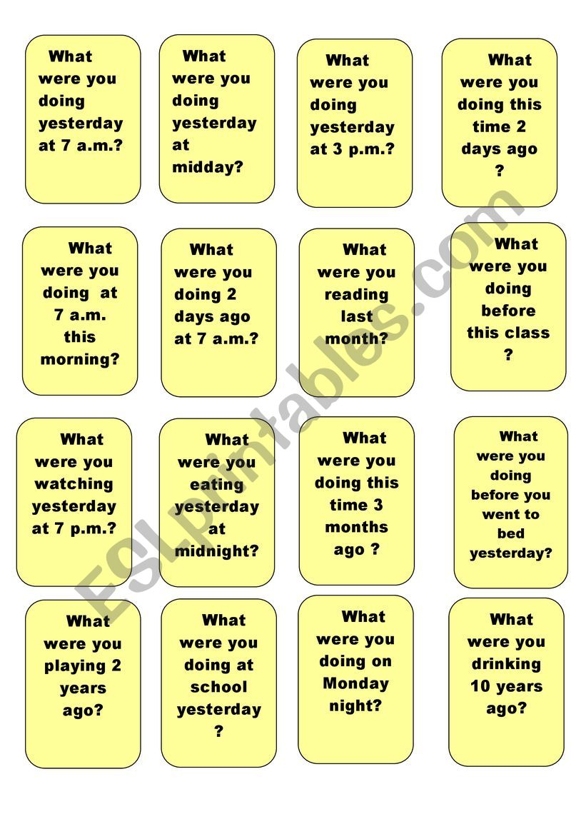 past continuous speaking worksheet