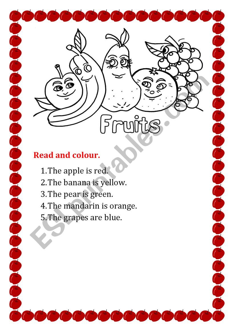 fruits worksheet