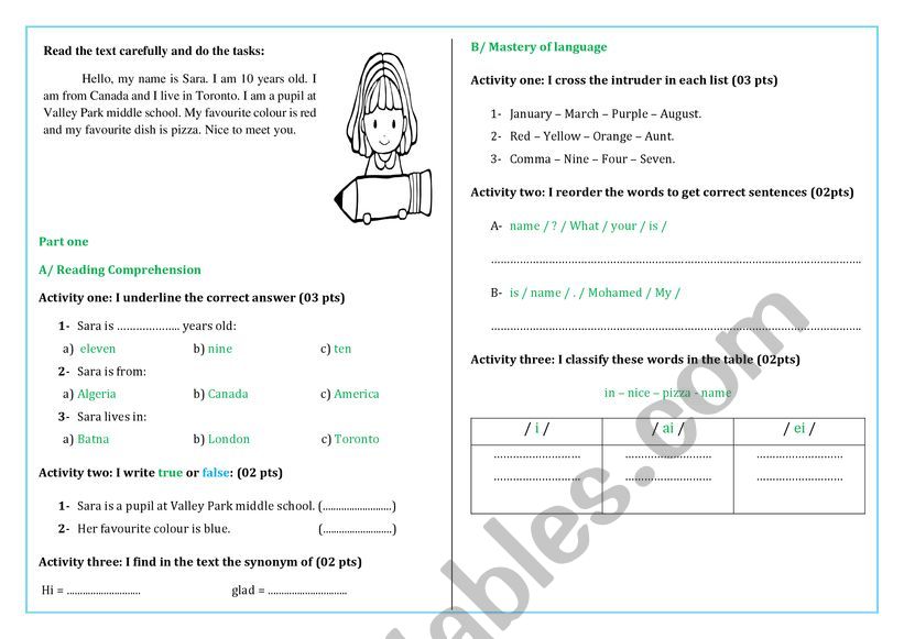 My name is quizz leaflet worksheet