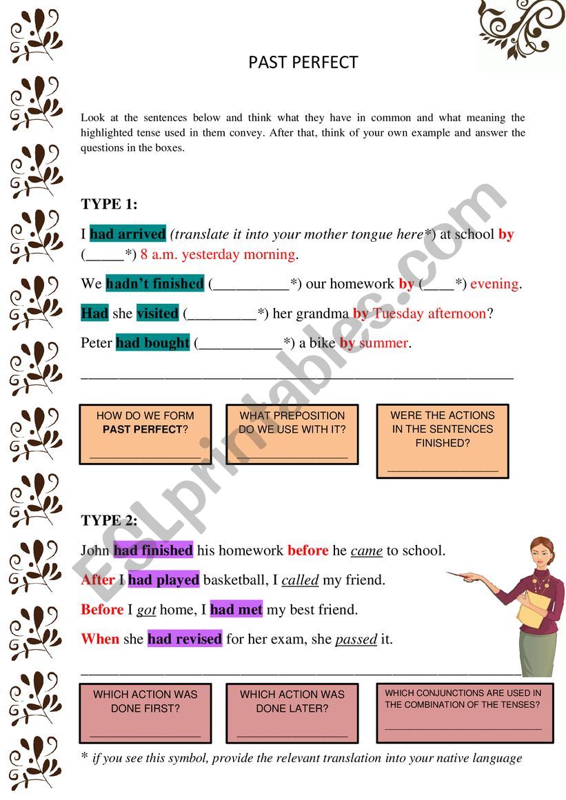 PAST PERFECT worksheet