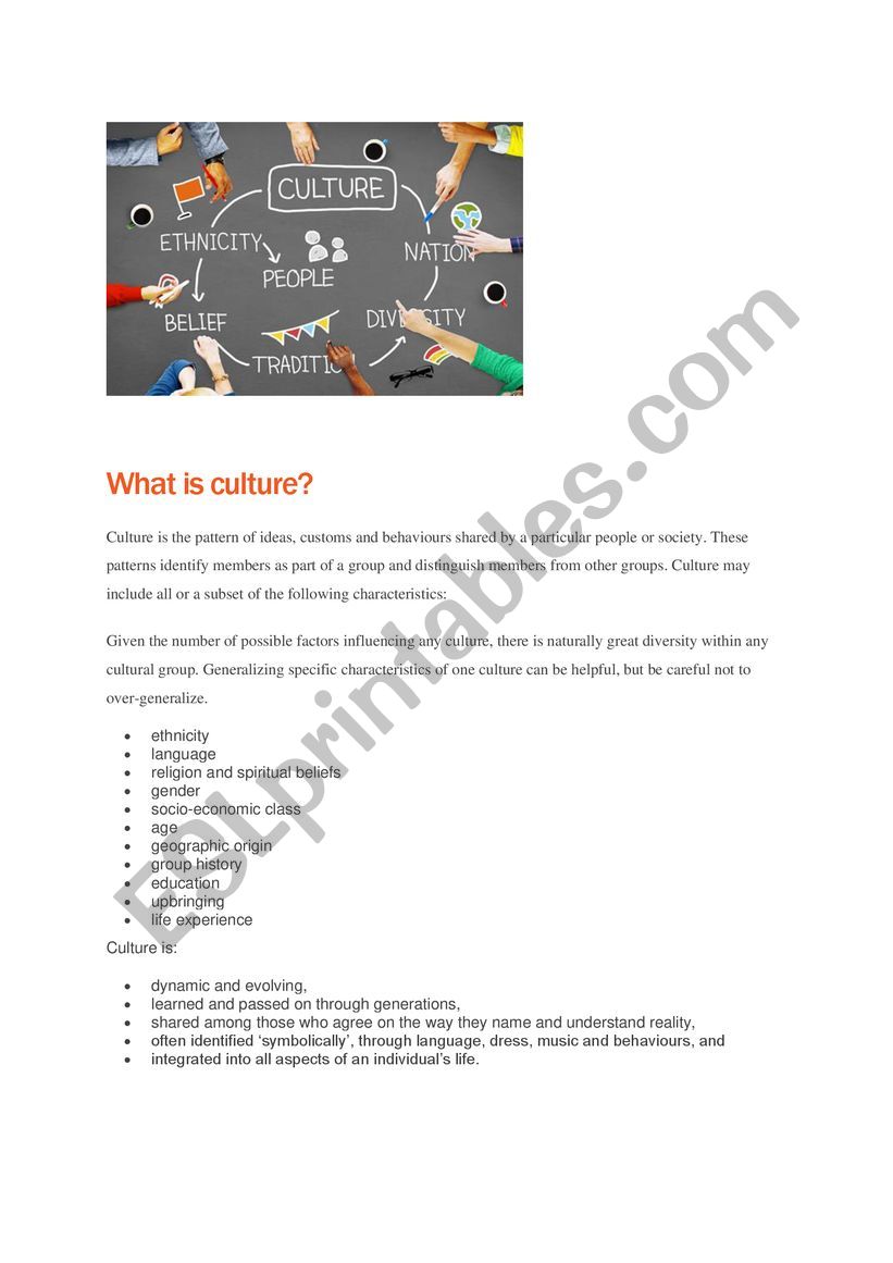what is culture worksheet