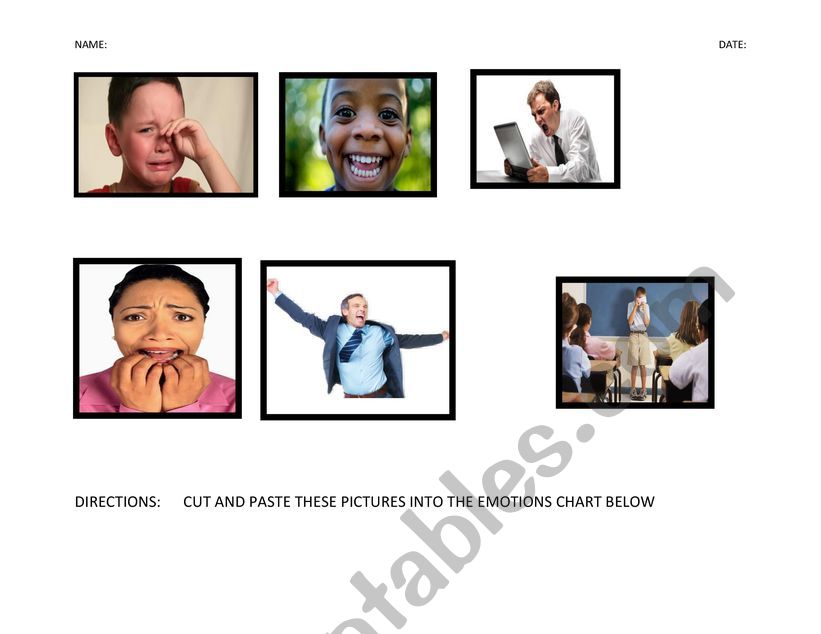 emotions chart  worksheet