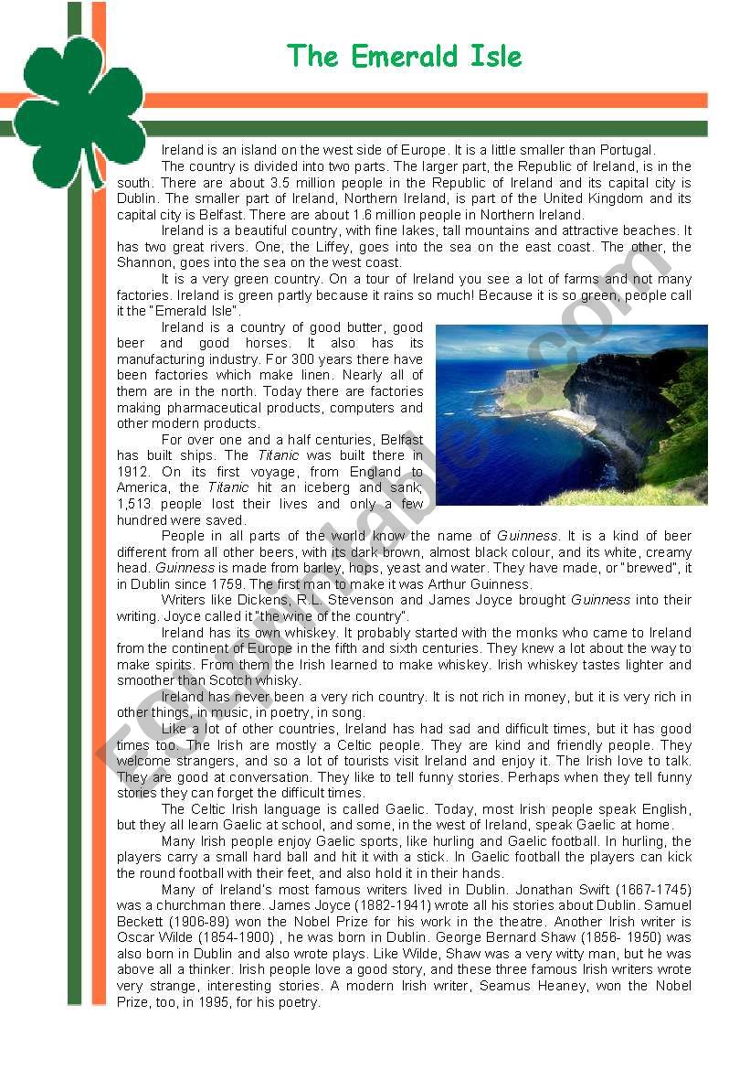 The Emerald Island - 2/9/08 worksheet