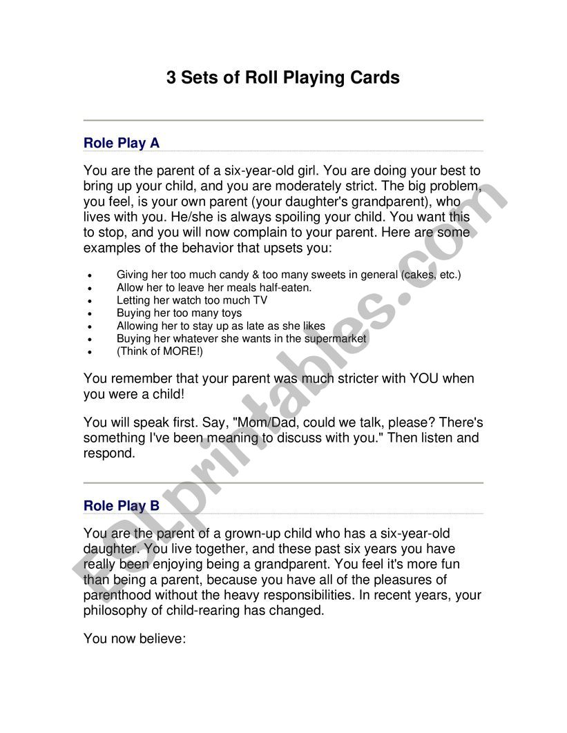 role play worksheet