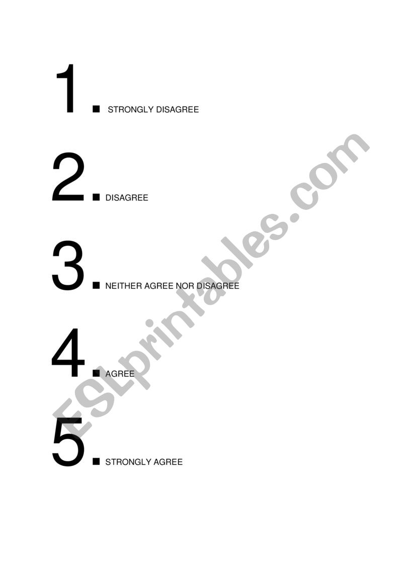 agree disagree likert scale worksheet