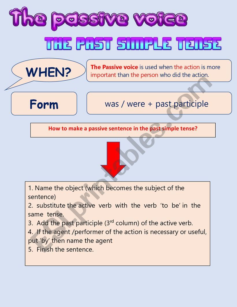 The passive voice   past simple 