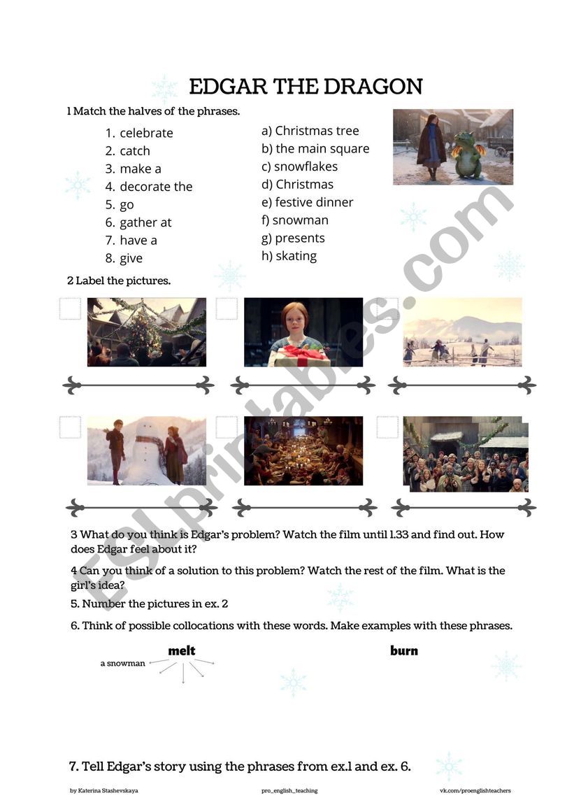 Edgar the Dragon Christmas Ad Worksheet
