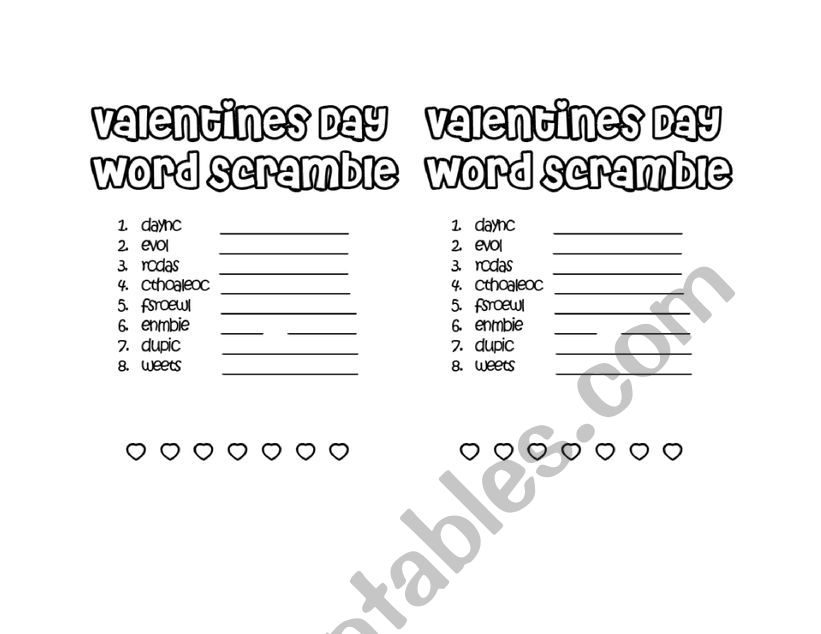 Valentines Day worksheet