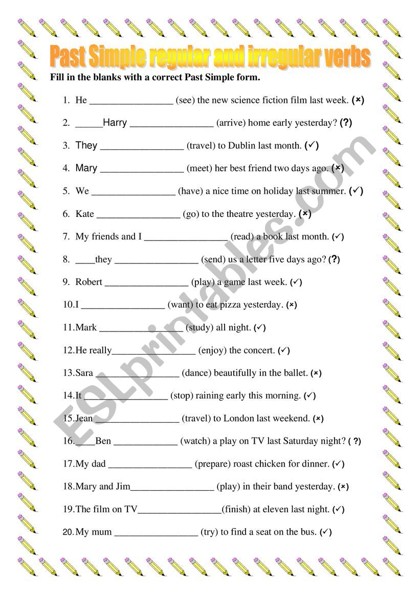 PAST SIMPLE irregular and regular verbs