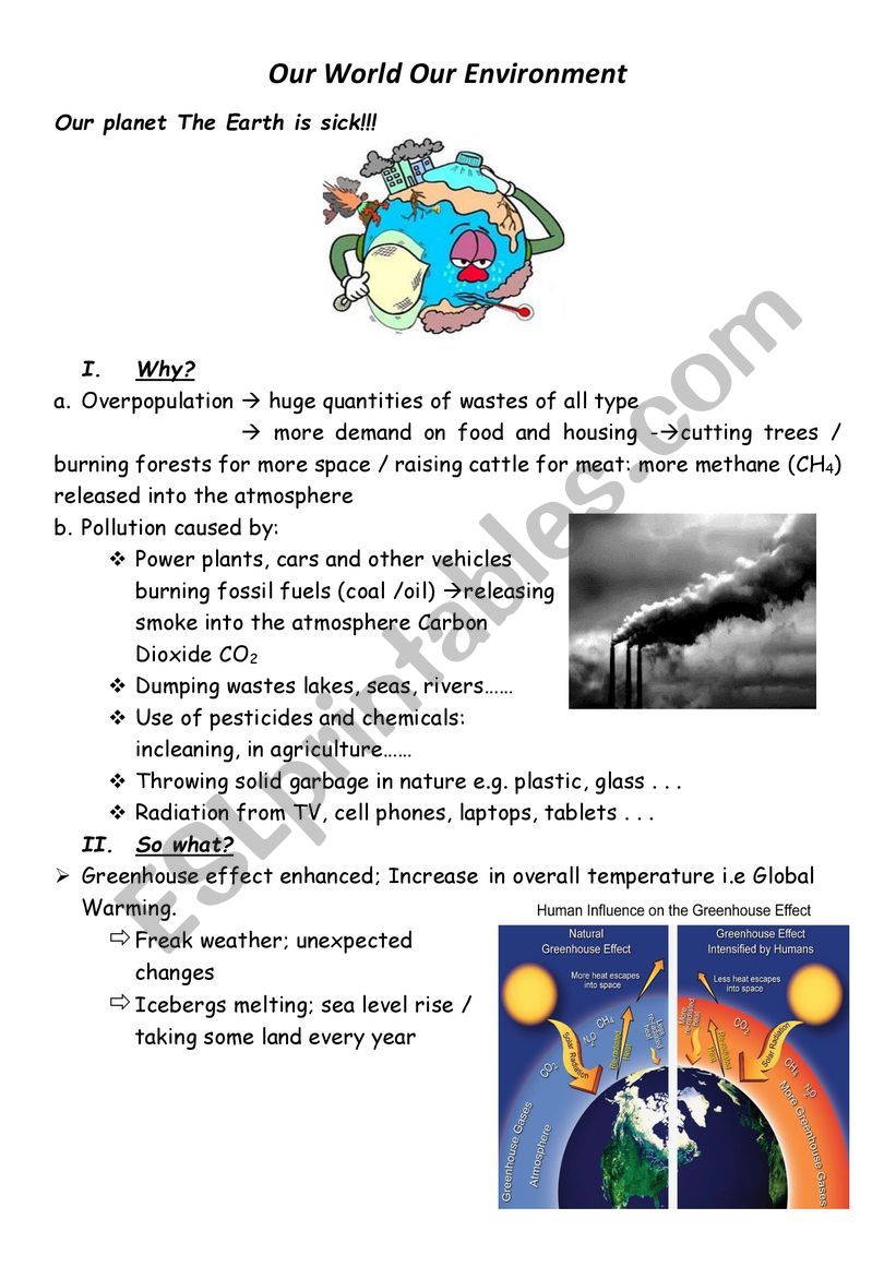 our world our environment - ESL worksheet by rajaa03