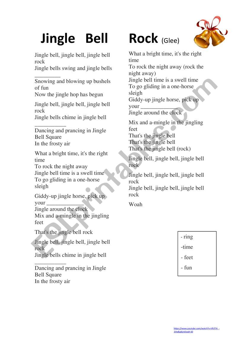 Jingle Bell Rock lyrics - ESL worksheet by Sidhe