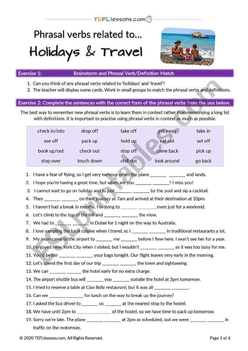 Holiday and Travel Phrasal Verbs