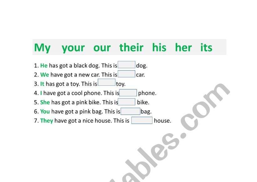 Pronouns worksheet
