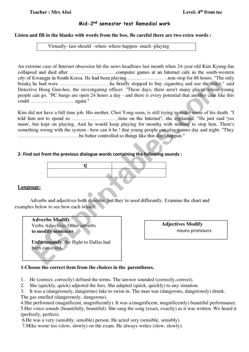 remedial work   worksheet