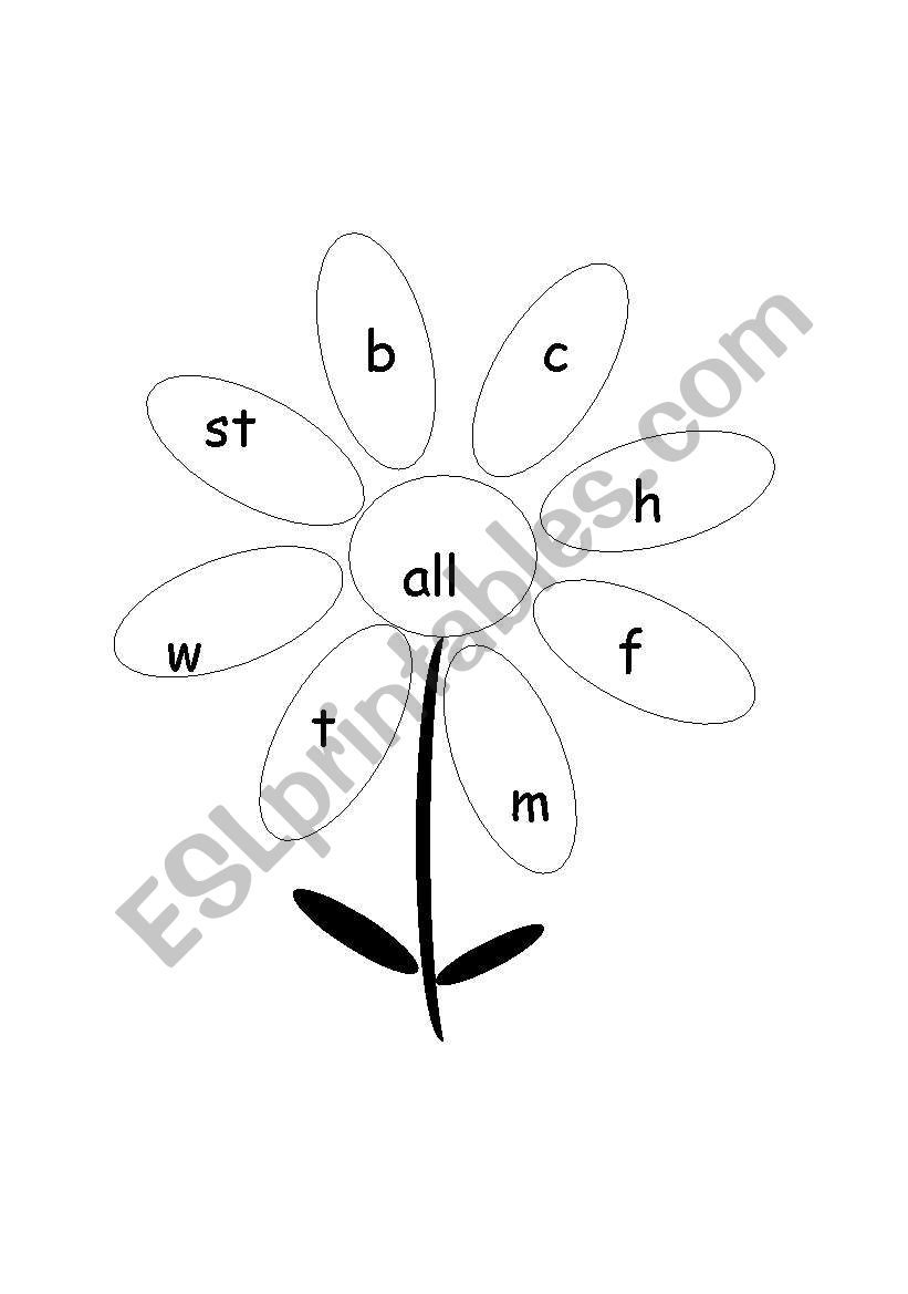 PHONICS - Flower Words 11 - OTHER A-sound
