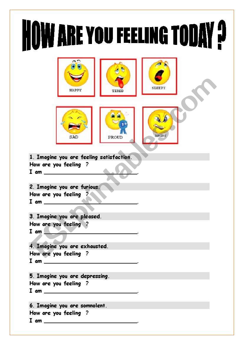 How are you feeling today ? worksheet