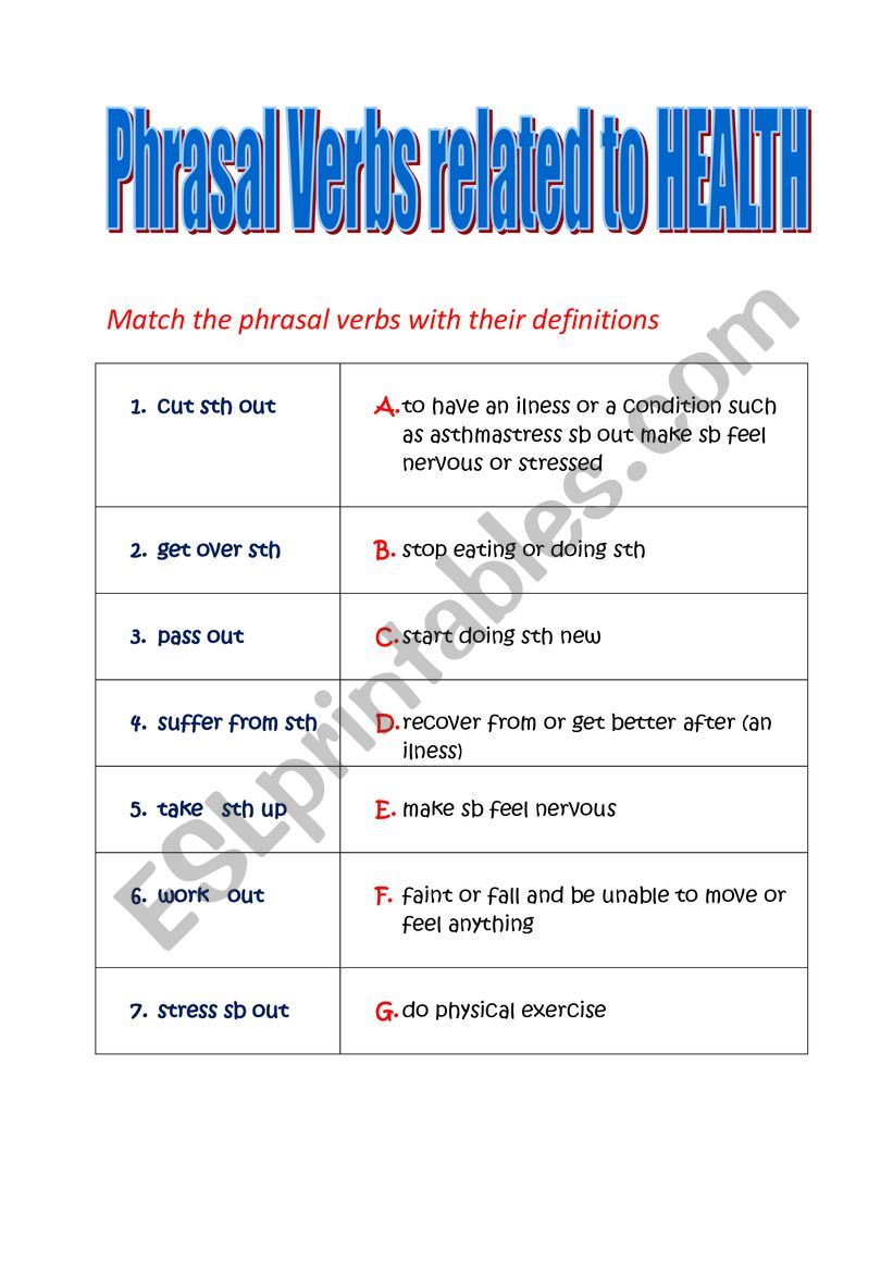 Phrasal Verbs related to health.