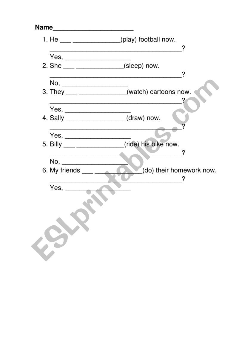 Present Continuous worksheet