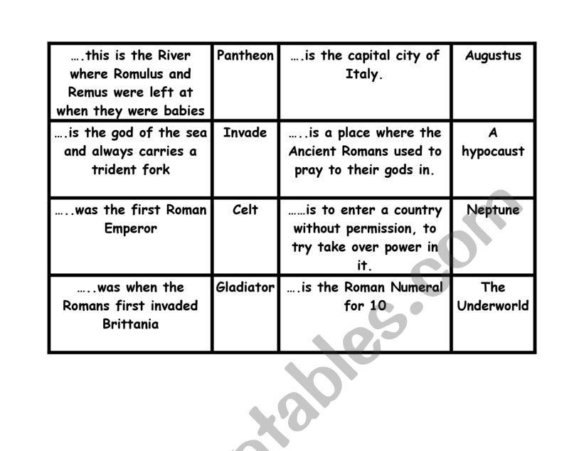 Romanï¿½s Loop cards worksheet