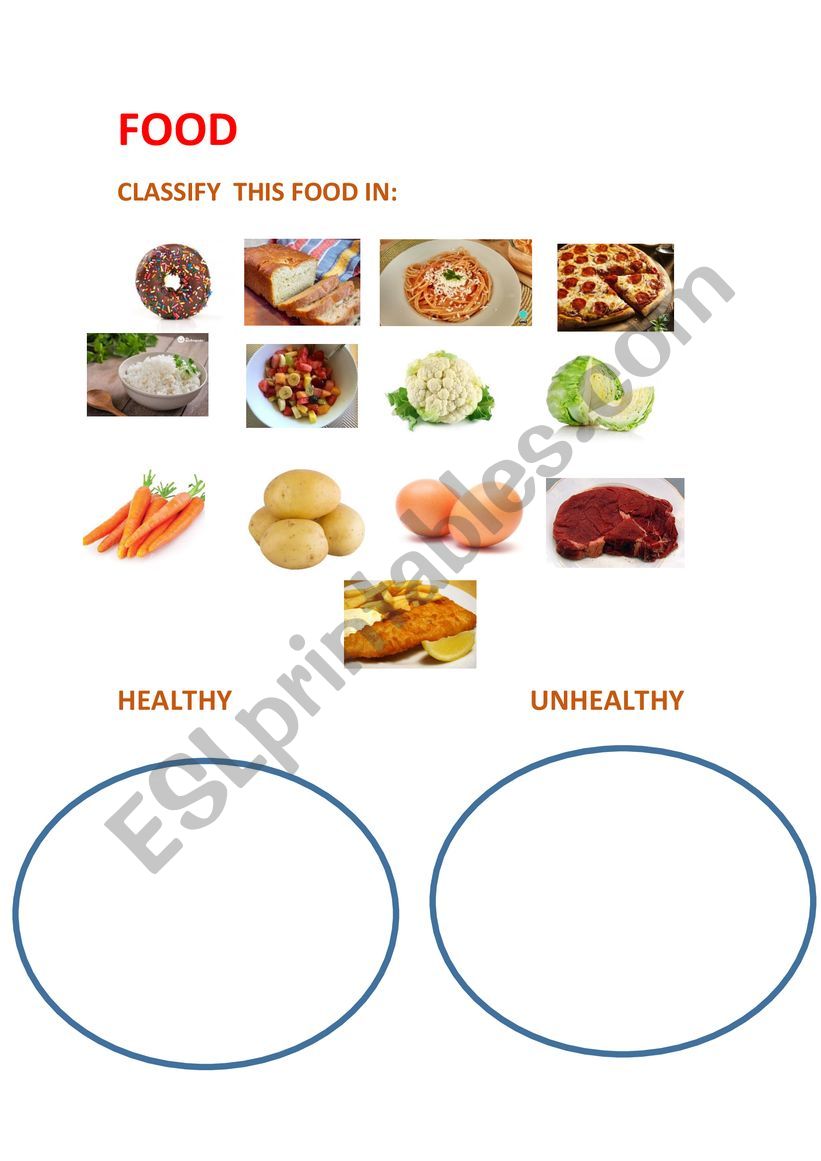 healthy and unhealthy food worksheet