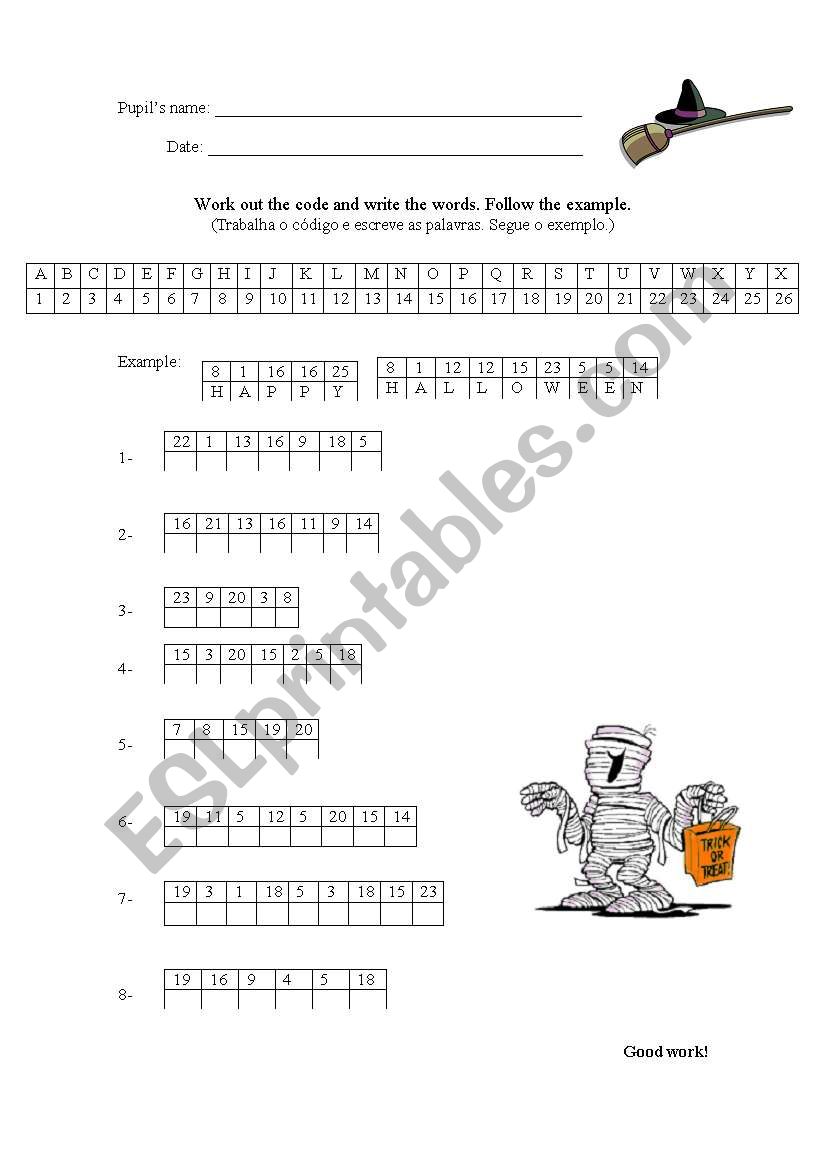 halloween cripton worksheet