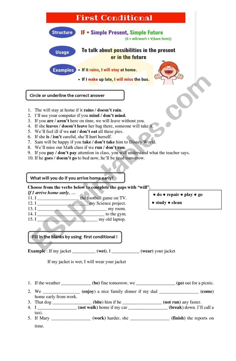 conditional if type 1  worksheet