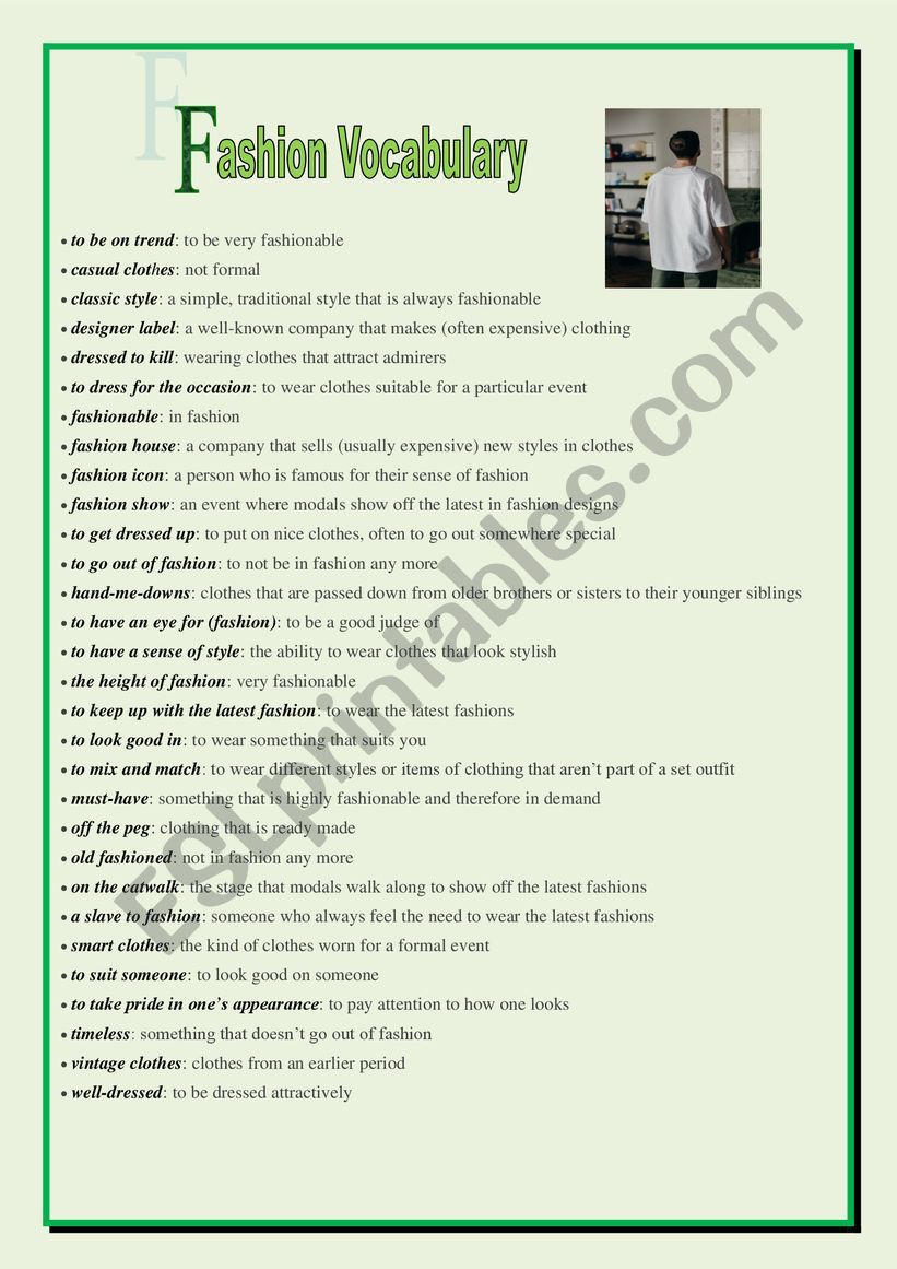 Fashion Vocabulary  worksheet